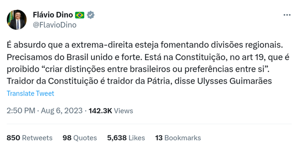 Flávio Dino repudia Zema, Fala de Zema pode levar ao impeachment afirmam juristas