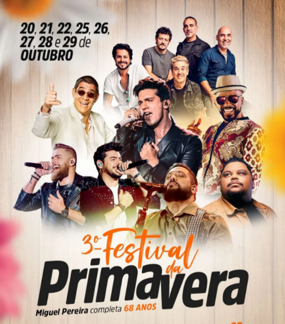 Miguel Pereira celebra aniversário com Festival da Primavera e shows de grandes nomes da MPB