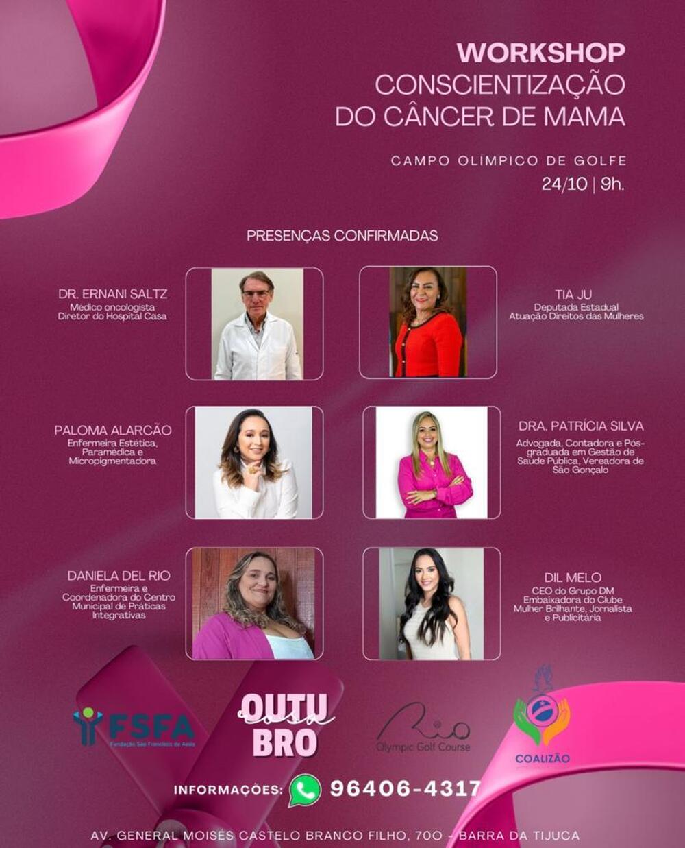 Evento de conscientização do câncer de mama reunirá especialistas e autoridades no Golf Olímpico