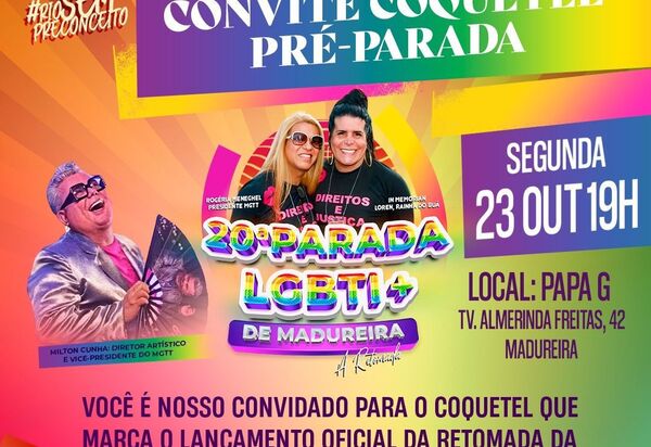 #RioSemPreconceito: convite cocktail marca lançamento oficial da retomada da parada LGBTI+