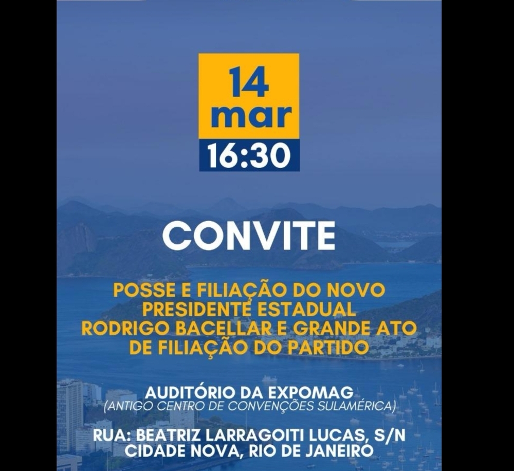 Deputado Rodrigo Bacellar assume a presidência do União Brasil no RJ, nesta quinta na Expomag