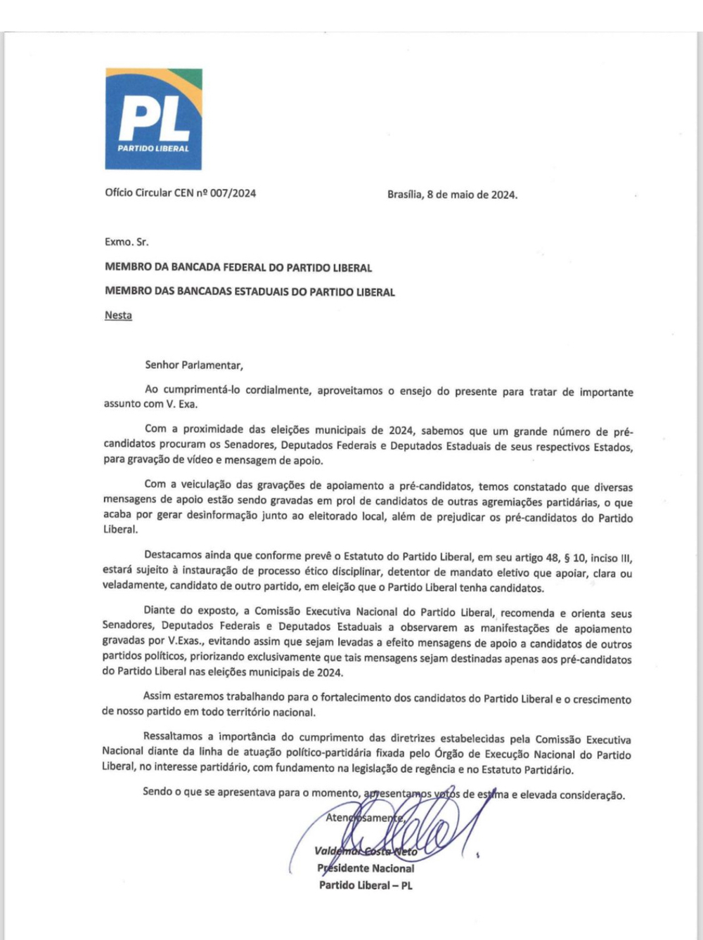 Bolsonaristas em alerta: Valdemar Costa Neto impõe disciplina no PL contra infidelidade eleitoral