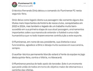 Líder Flamengo degola Fluminense e treinador Fernando Diniz deixa comando do time