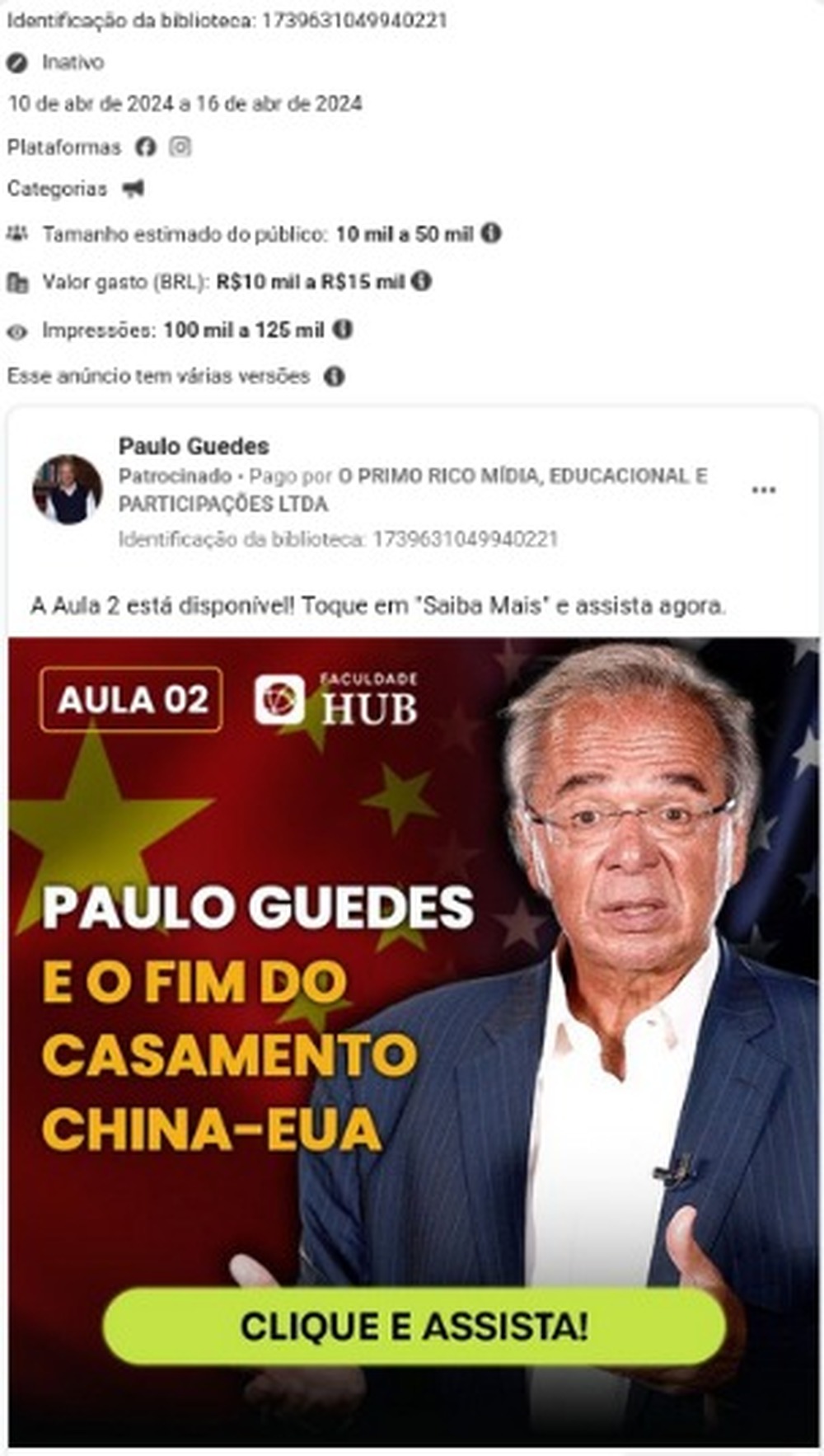 Thiago Nigro investe R$ 791 mil para promover curso de Paulo Guedes nas redes sociais 