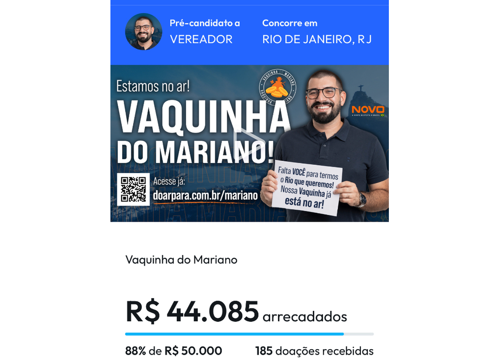 Procurador Mariano tem a segunda maior vaquinha eleitoral do Brasil com quase R$ 45 mil arrecadados