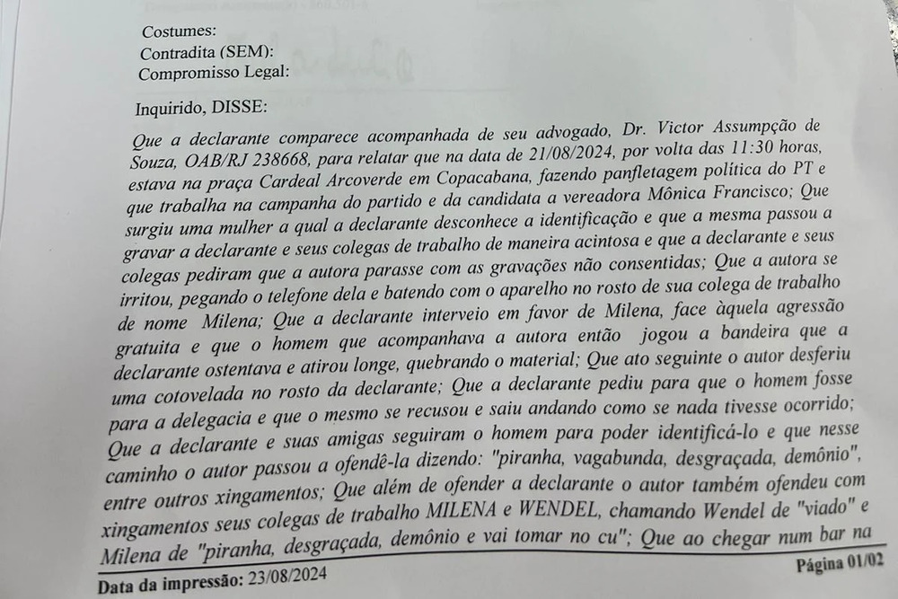 Integrantes da campanha de vereadora do PT são agredidos no Rio