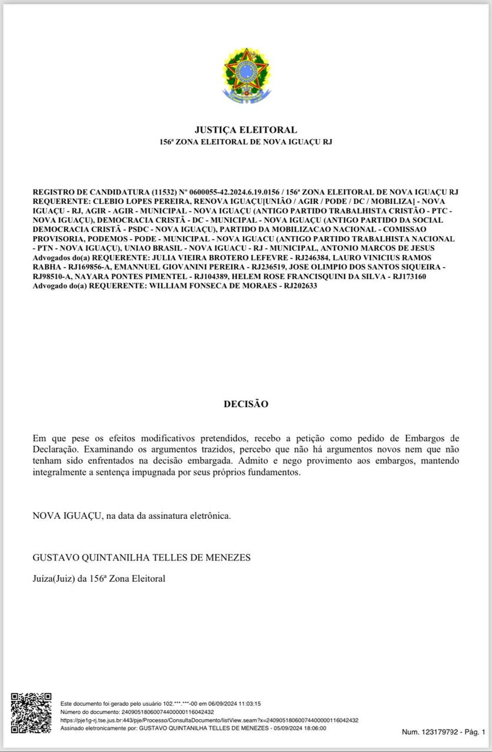 Justiça nega pedido de reconsideração e mantém Jacaré fora da disputa pela Prefeitura de Nova Iguaçu