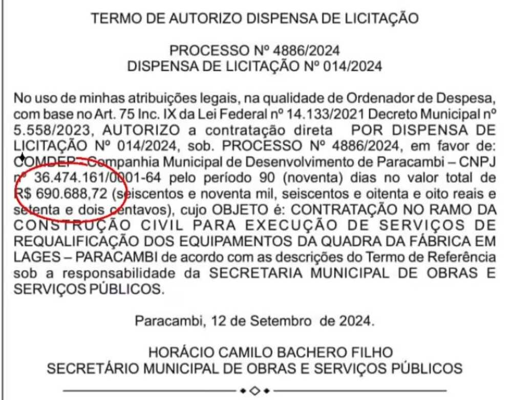 Prefeitura de Paracambi, faz reforma de quadras esportivas superfaturada e sem licitação