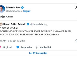 Eduardo Paes fala em ‘fechar Copacabana’ para Fernanda Torres desfilar