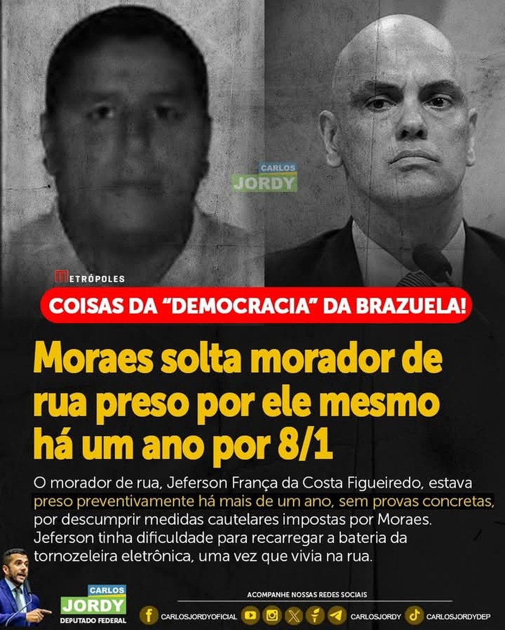 Justiça cega ou míope? O caso do morador de rua, preso injustamente após atos de 8 de janeiro em Brasília