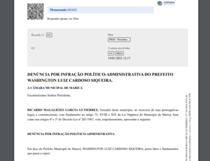 Com 14 dias de sua posse, Quaquá recebe o primeiro pedido de impeachment do Brasil em 2025