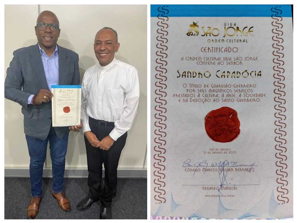 Devoto Sandro Capadócia Recebe Certificado da Ordem Viva São Jorge pela Arquidiocese do Rio