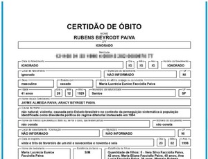 Certidão de óbito de Rubens Paiva é corrigida: morte foi causada pelo Estado