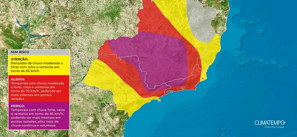 Minas Gerais e Rio de Janeiro seguem na rota da chuva com risco elevado de tempestades