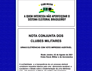 “Esperamos que não seja um outubro vermelho, mas sim verde e amarelo, pelo bem do Brasil”, ameaçam militares da reserva em nota defendendo 'voto auditável'