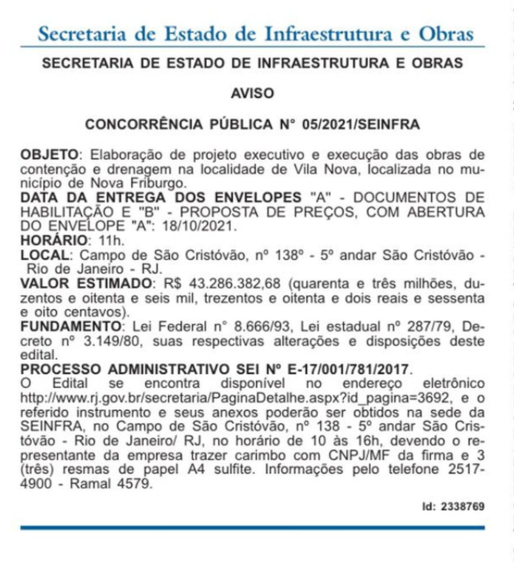 SEINFRA abre concorrência pública para obra de 43 milhões em Vila Nova