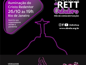 Cristo Redentor será iluminado de roxo nesta terça-feira, dia 26, para conscientizar sobre a Síndrome de Rett