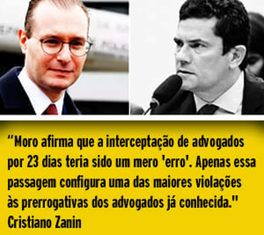 Zanin desconstrói livro de Moro e aponta crime contra a advocacia