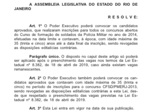 Alerj promulga convocação de aprovados no concurso de soldados da Polícia Militar