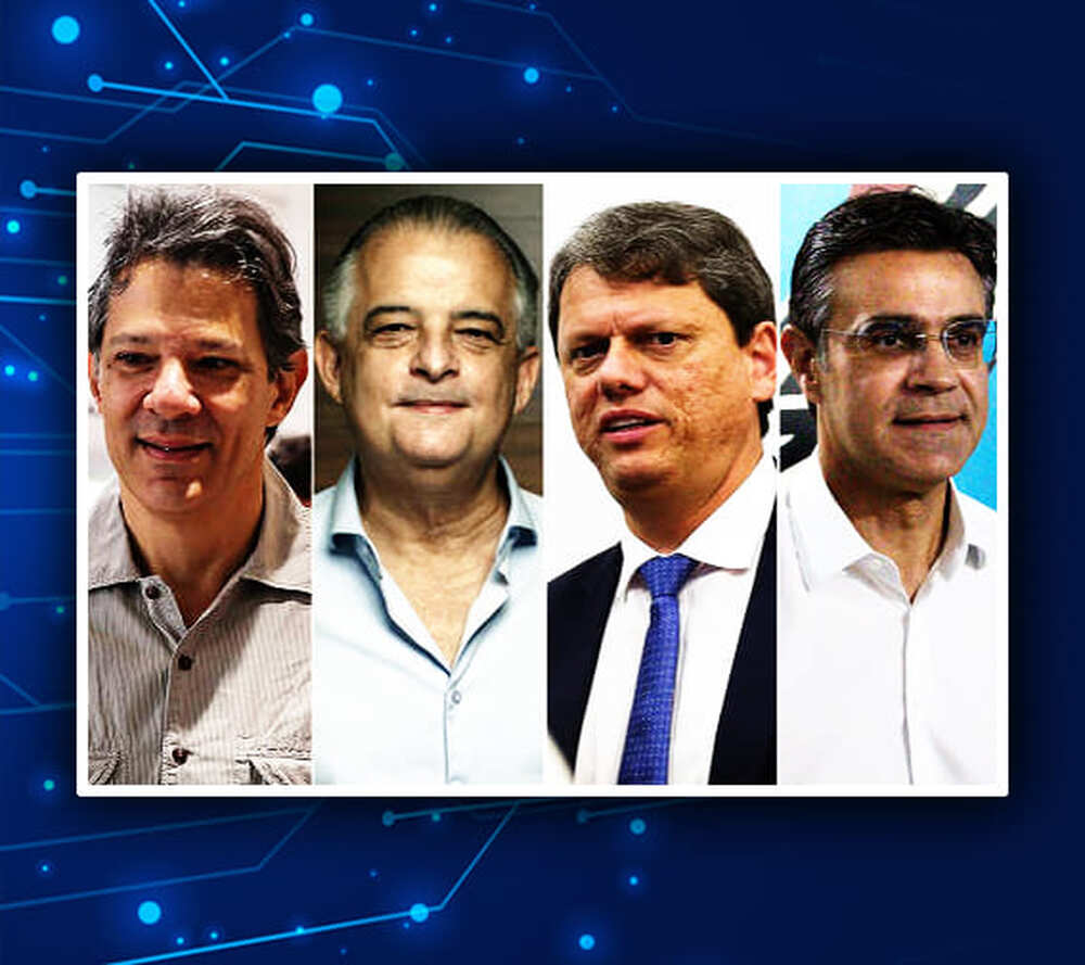 Datafolha: Em SP, Haddad lidera com 29%, Márcio França tem 20%, Tarcísio 10% e Rodrigo Garcia 6%