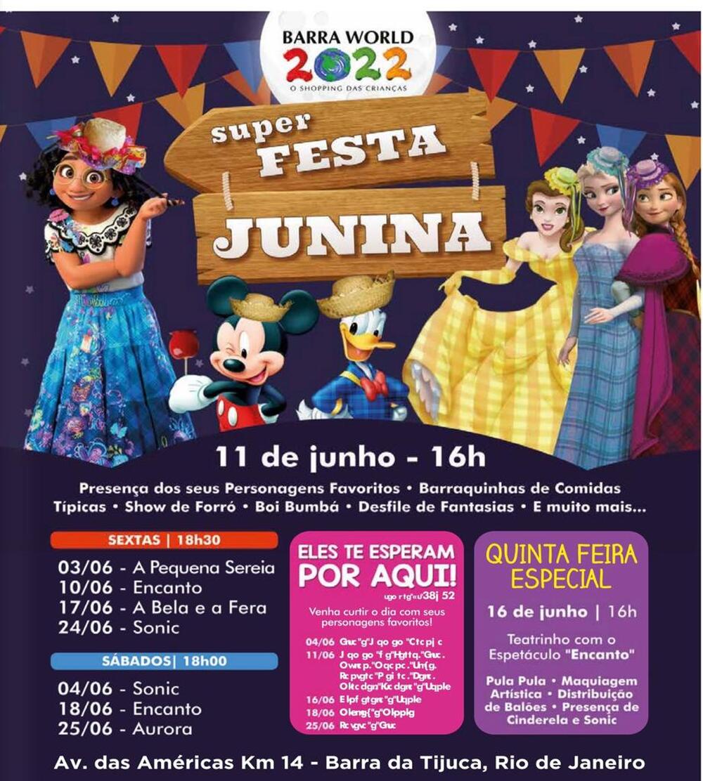 Melhor festa junina infantil do Rio de Janeiro é no Barra World