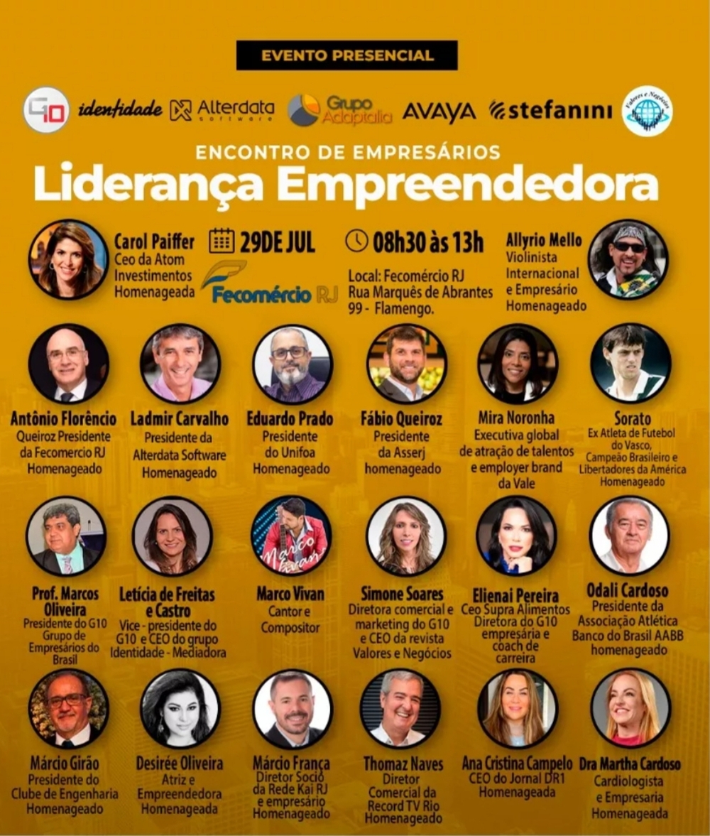 Grupo de Empresários G10 promove painel sobre Liderança Empreendedora e presta homenagens