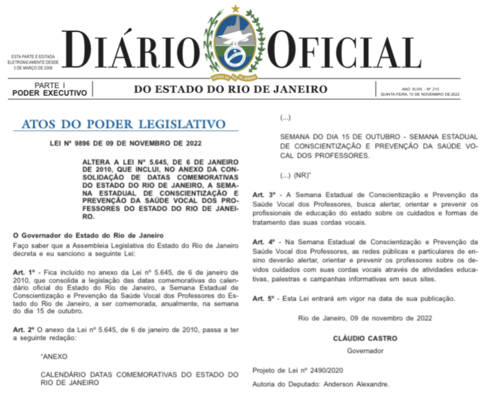 Estado do RJ ganha semana de prevenção da saúde vocal dos professores