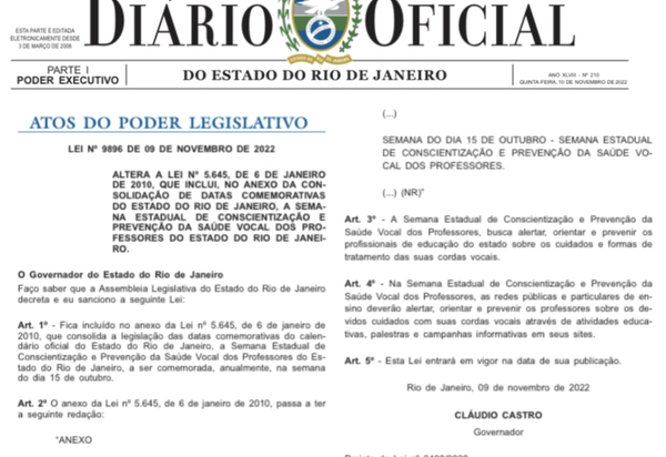 Estado do RJ ganha semana de prevenção da saúde vocal dos professores